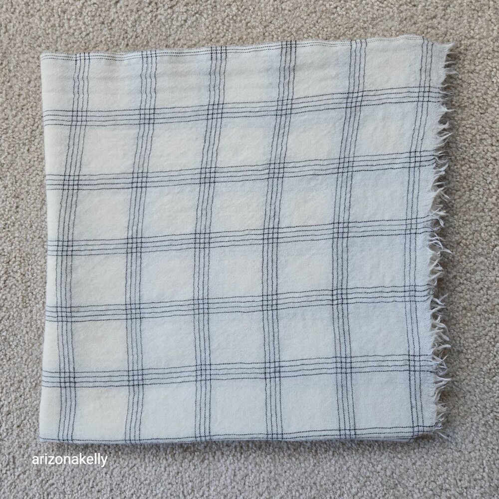 Large Wool Woven White Windowpane Scarf/Wrap/Shawl Banana Republic